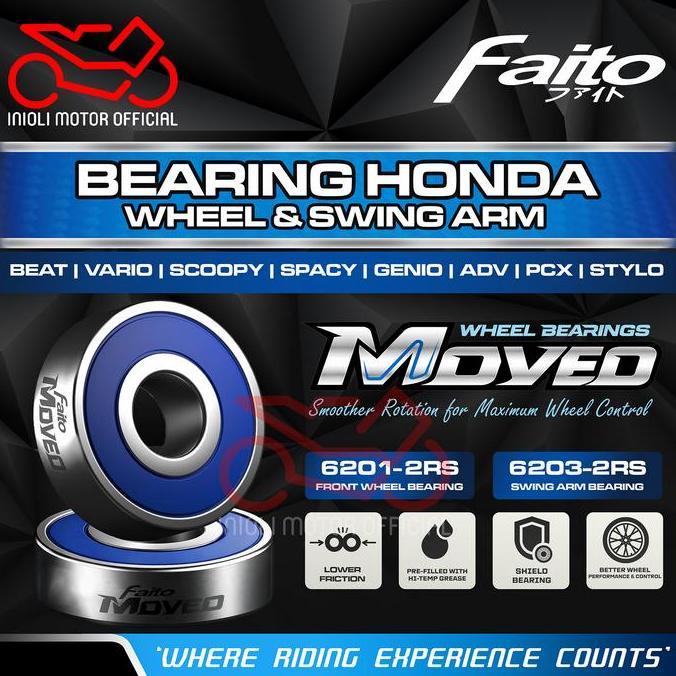 FAITO SWING ARM BEARING LAHER BELAKANG 6203-2RS VARIO 125 150 160 PCX ADV STYLO 150 160 CBU OLD NEW 