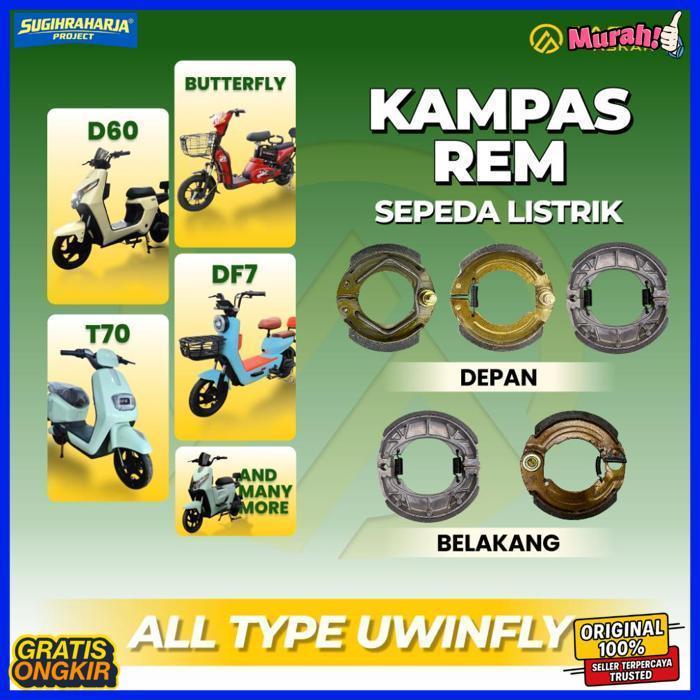 Kampas Rem Tromol Sepeda Listrik Uwinfly Depan Belakang D60 T70 Sunny U2S