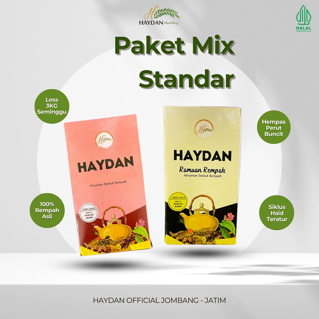 HAYDAN PAKET DOUBLE| PAKET MIX | DIET| PROMIL| HAID LANCAR| KEPUTIHAN| MINUMAN HERBAL