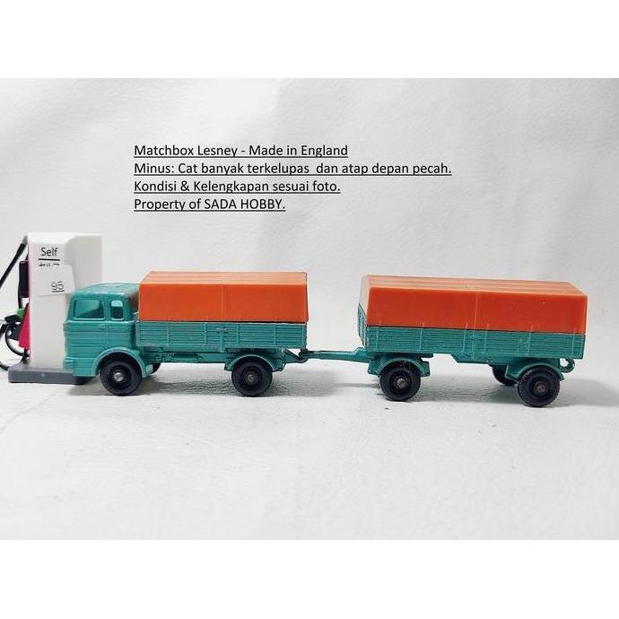 MATCHBOX LESNEY MERCEDES BENZ TRUCK AND TRAILER SET NO. 1 TRUCK AND NO. 2 TRAILER MADE IN ENGLAND VI