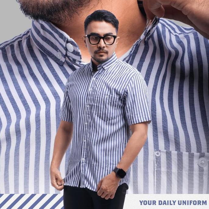 [CATORE] DGM KEMEJA PRIA SALUR PREMIUM PENDEK PREMIUM KEMEJA STRIPE PRIA KEMEJA GARIS PRIA SLIMFIT G