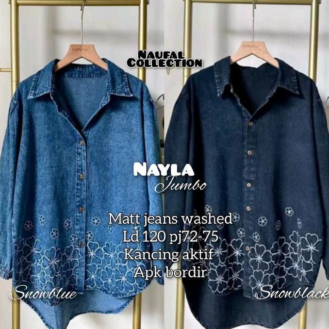 NAYLA BLUS JEANS JUMBO BORDIR BUNGA CANTIK