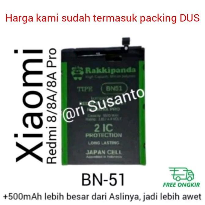 Baterai Rakkipanda BN51 BN-51 for Xiaomi Redmi 8/Redmi 8A/Redmi 8A Pro