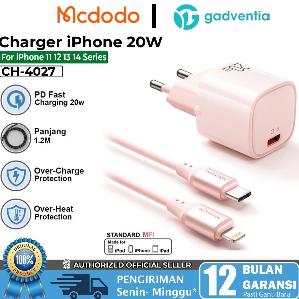 Original Mcdodo Charger Adaptor + Kabel Iphone 11 12 13 Pro Max Lightning 20W