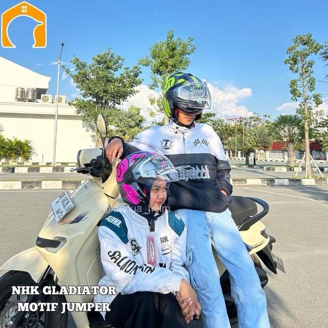 Helm Nhk Gladiator POLOS DAN MOTIF  SNI DEWASA Visor Motorcycle Kaca