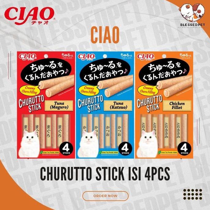 Cat- Ciao Churutto Isi 4 Pcs / Snack Kucing Ciao Churutto