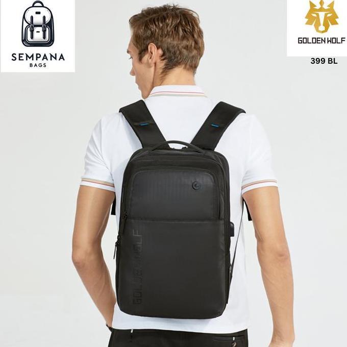 Golden Wolf Gb00399 Bl Tas Ransel / Backpack Premium Warna Hitam