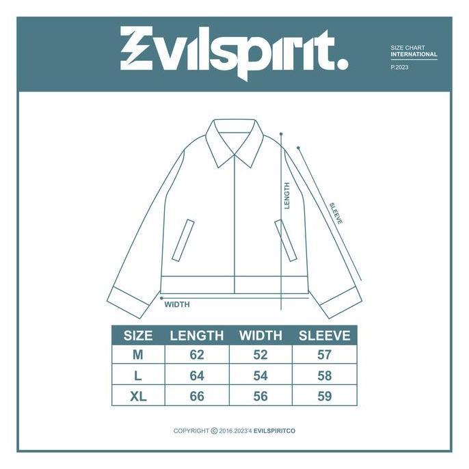 Cool- Evilspirit Work Jacket -  Liora Black Unisex Jaket Zipper Vintage Panjang Bordir Custom Leathe
