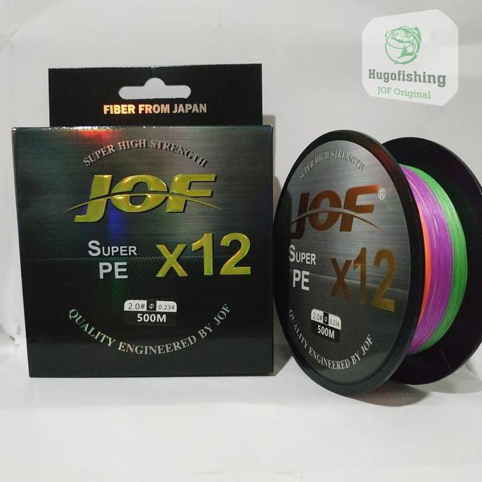 Senar Pancing JOF PE X12 500 Meter Multicolor 12 Serat Anti-Bite - Bahan PE X12 Ukuran 1.0-6.0 - Lur