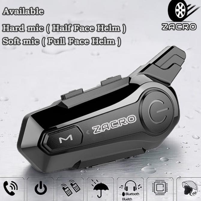 ZACRO E1 Intercom helm Bluetooth 5.0 FM Radio intercom dua arah