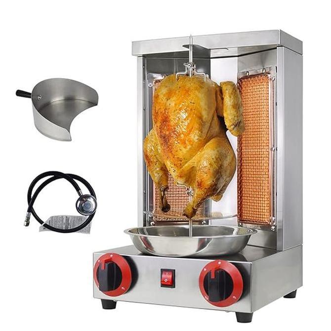 SHAR Oven Ayam Panggang Putar / Burner Kebab Otomatis Baja Tahan Karat / 360 Mesin Kebab Putar