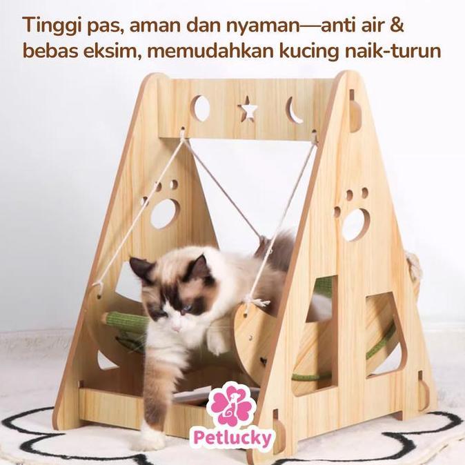 READYY PetLucky Kasur Ayun Kucing Anjing Bahan Kayu Premium Mudah Dirakit Aman Termasuk Kasur