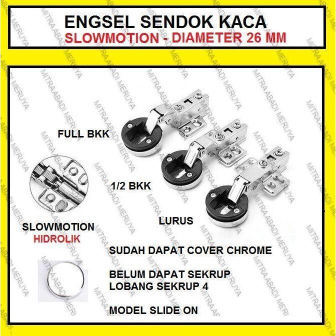 Sar- Engsel Sendok Kaca Slowmotion Engsel Lemari Kaca Hidrolik Chrome