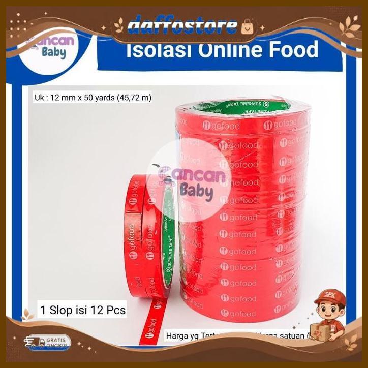 Isolasi Printing Gofood 12Mm X 50Yard Lakban Selotip Makanan Online Food Terkini