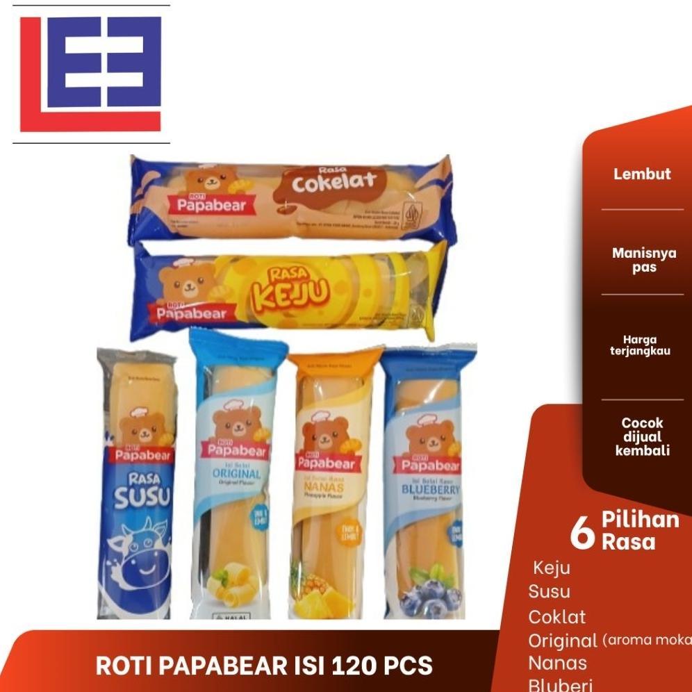 Roti Papabear Isi 120 Pcs Rasa Mix Keju Susu Terlaris