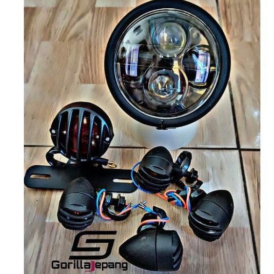 Paket lampu LED bulat motor maker set sen gril stopan grill japstyle gl tiger scorpio thunder custom