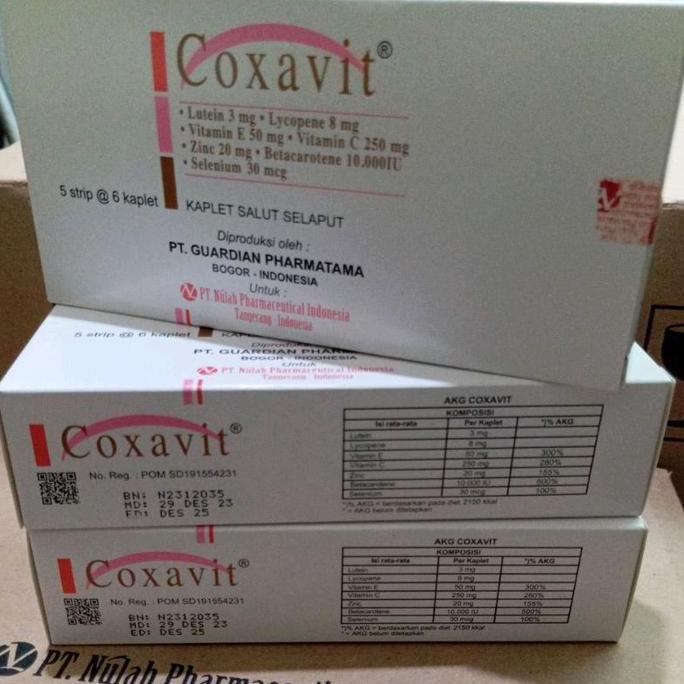 Coxavit 30 Kapsul Suplemen Lutein 3mg Lycopene 8mg Vitamin E 50mg Vitamin C 250mg Zinc 20mg Betacaro
