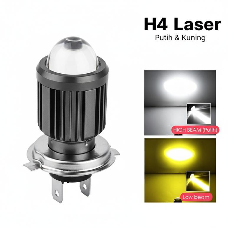 Lampu LED H4 Laser Putih Kuning AC/DC Vixion Ninja R15 Scoopy KLX CRF
