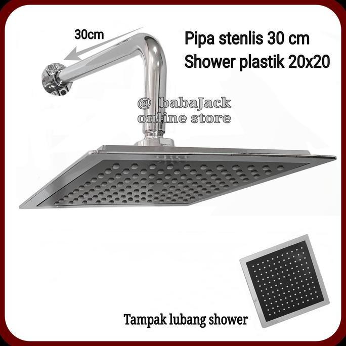 Wall Shower Kotak 8 Inci Sower Dinding Tembok Mandi Pipa Stenlis