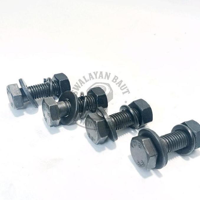 Murad- Baut Roda Traktor Baja Grade 8.8 Kunci 19 Paket 4Set (4 Baut & Mur,  4 Ring Plat, 4 Ring Ver)