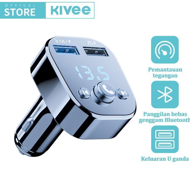 KIVEE Car Charger Mobil Fast Charging KV-UT88 Dual USB Bluetooth Transmitter Aksesoris Mobil