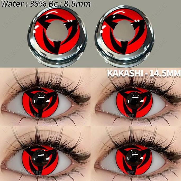 [Cosplay Softlens] Mata Sharingan Naruto Lensa Kontak Merah 14.5mm | Yearly Use | Sasuke & Kakashi L