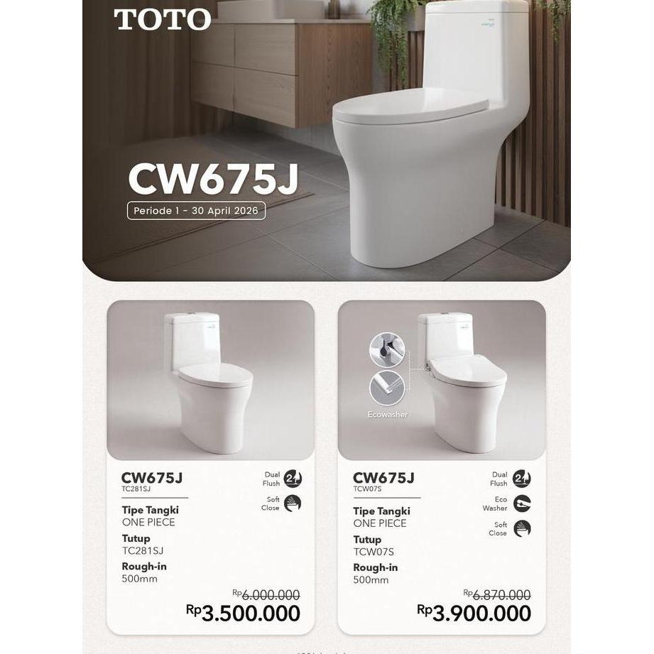 Allthebest- Kloset Duduk TOTO CW675J One Piece Toilet