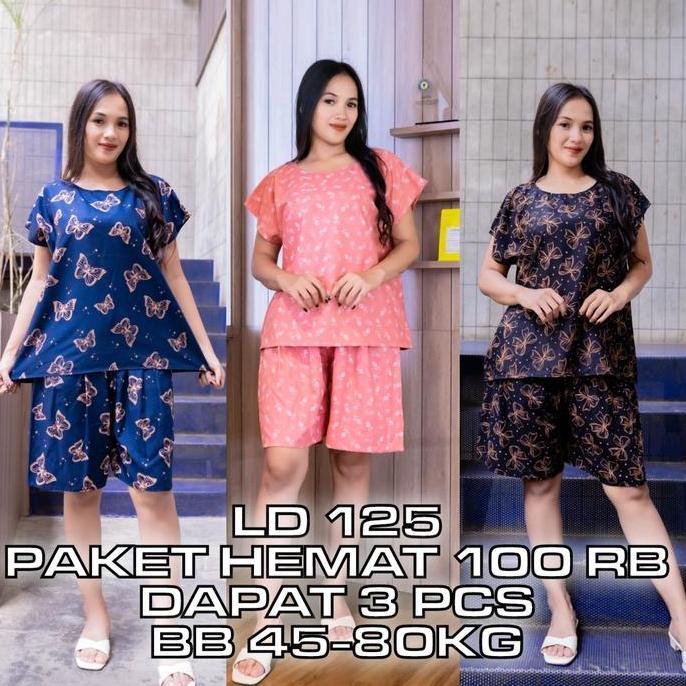 PREMIUM / Setelan Baby Doll Jumbo Baju Tidur Rayon Adem Nyaman All Size LD 125cm Muat BB 40-85kg Cel