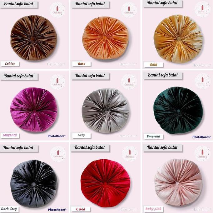 Bantal Sofa Kancing Polos/ Bantal Pillow/ Bantal Bulat/ Bantal Sofa Kain