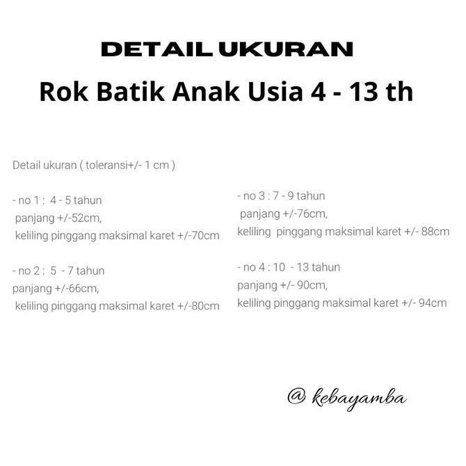 Rok Batik Anak 3 - 12 Tahun WU
