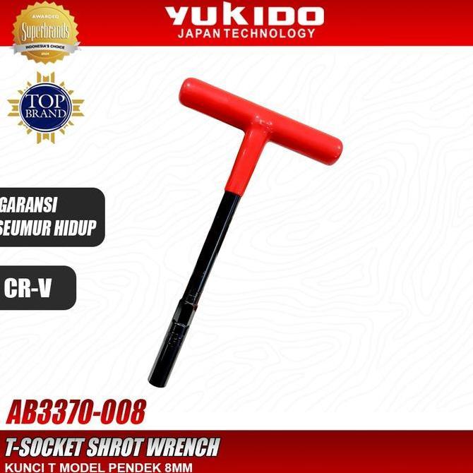Yukido Kunci T Mini Pendek 8mm CR-V Chrome Vanadium - Kunci Shock Socket T Short Handle