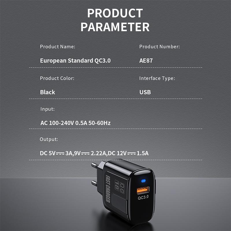 (Hot)Kivee Charger Usb Fast Charging Kv-Ae87 Black Adaptor Classic Styles, Exclusively Sold, Officia