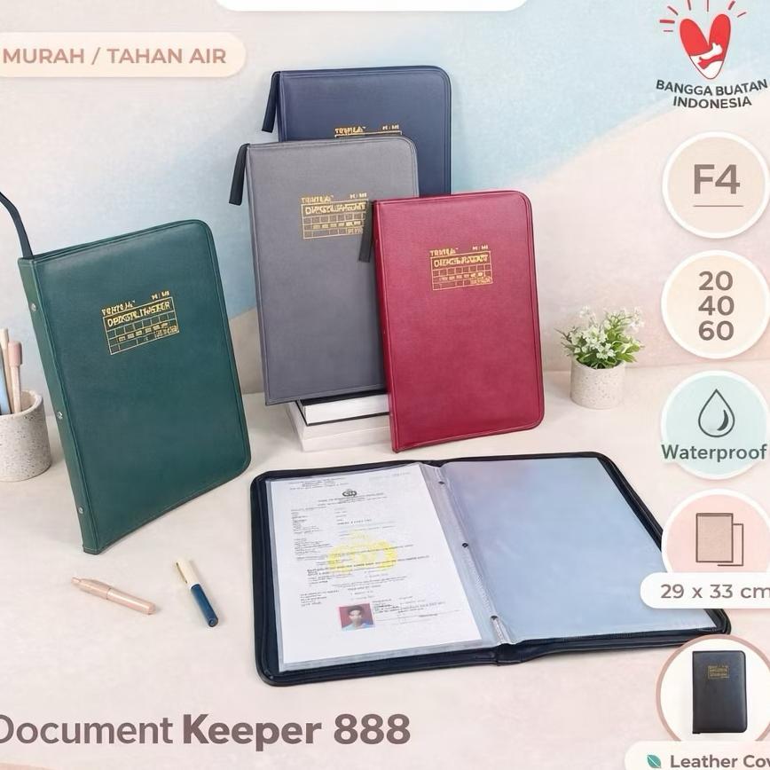 Topla Map Dokumen Keeper Resleting Anti Air Kulit / Map Document Keeper F4 (Folio)