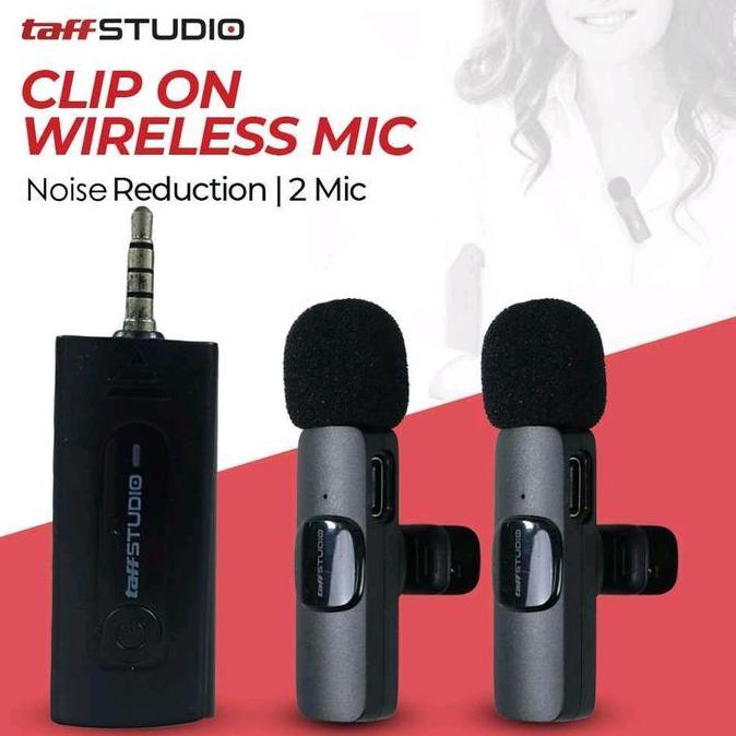 Mic Mikrofon Jepit Wireless Clip On Microphone HP Speaker Noise Reduction 3.5mm dapat 2 Mic