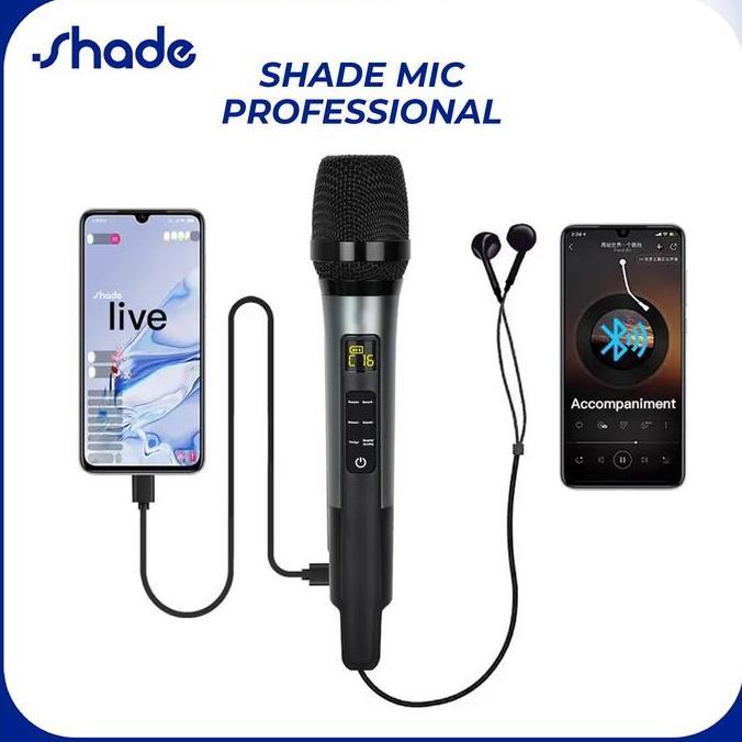 Mic Karaoke Wireless Shade PRO Sound Card Terintegrasi, Bluetooth, Baterai Tahan Lama