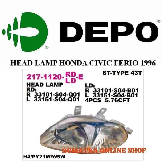 lampu depan head lamp honda civic ferio 1996 1997 kanan kiri depo