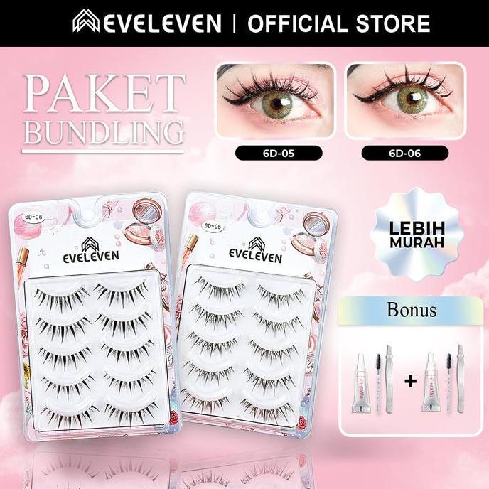 EVELEVEN Bulu Mata 6d-05 dan 6d-06 spesial bundling bulumata eyelashes