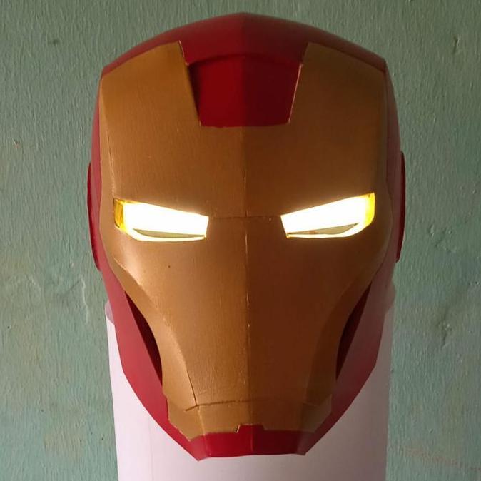 Topeng fullface Iron-Man mark 3 lampu LED