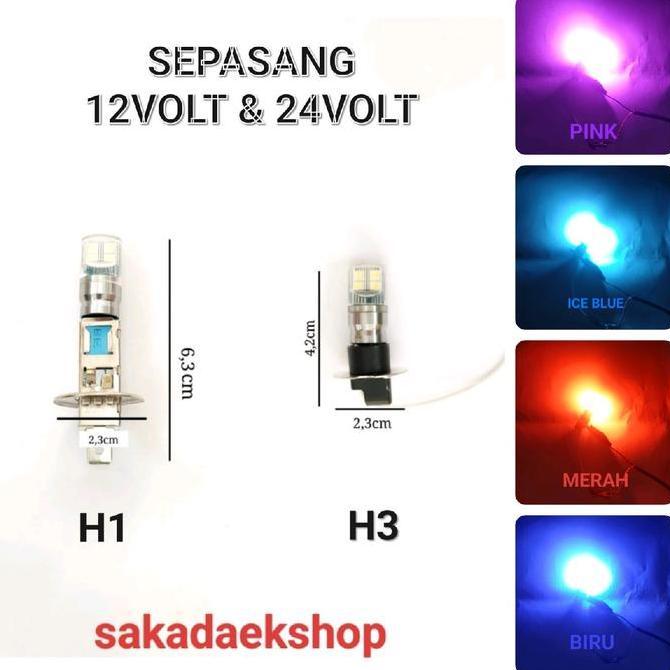 Sepasang Lampu Foglamp H3 8led 12V-24V Lampu Kabut Mobil Soket H3 Alqshop