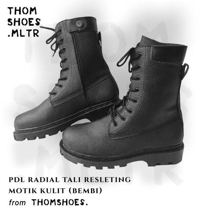 SEPATU PDL TALI RESLETING MOTIF KULIT JERUK (BEMBI) TNI, POLRI, POL PP, SECURITY ThomShoes.mltr