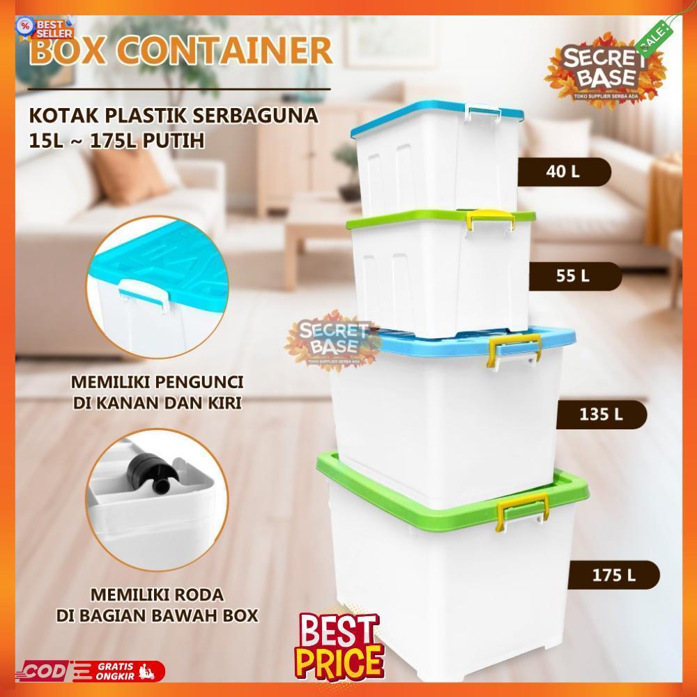 BOX CONTAINER - Kotak Plastik Serbaguna 15L ~ 175L Putih / Kontainer Box Plastik / ContainerBoxMurah