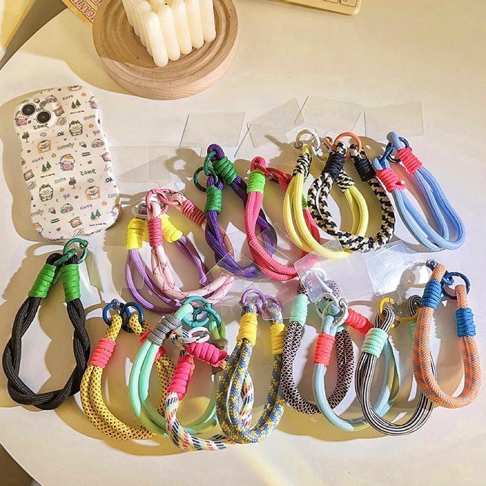 Tali HP String Gantungan Tali Pergelangan Tangan Dikepang Rantai Ponsel Antihilang Casing HP Warna K