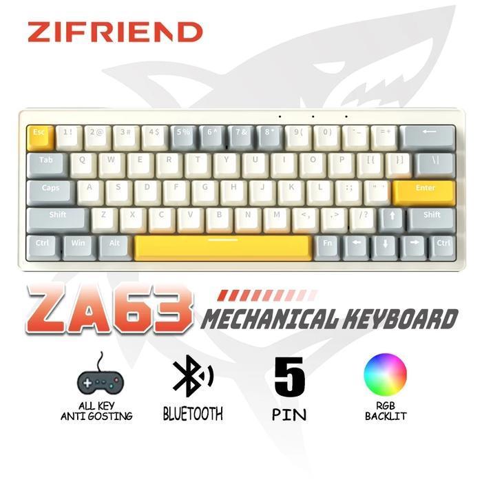 Zifriend ZA63 PRO 60% Wireless Mechanical Keyboard - Hyacinth, Cream Knights, Klein, Salmon