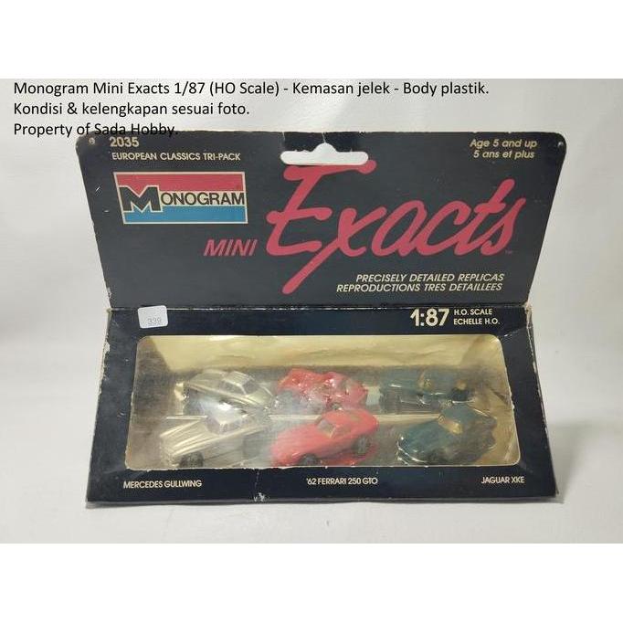 MONOGRAM MINI EXACTS 1/87 MERCEDES GULLWING FERRARI 250 GTO JAGUAR XKE 3 PACK HO SCALE MIX99