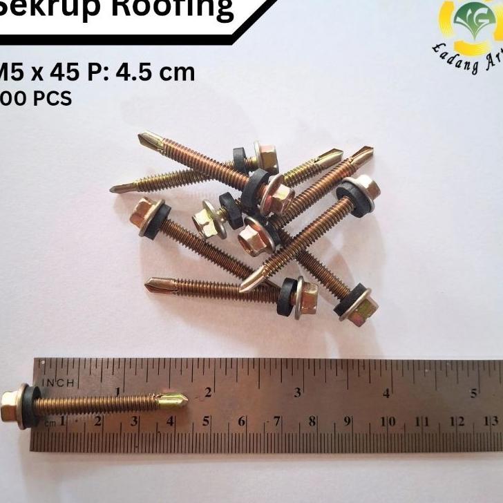 Hafas (100Pcs) Sekrup Roofing/Sekrup Atap/ 4.5 Cm / 5 Cm/Screw Roofing