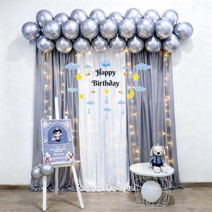 Ayuanvilosop - Dekorasi Backdrop Balon Chrome Syukuran Tasyakuran Aqiqah Anak
