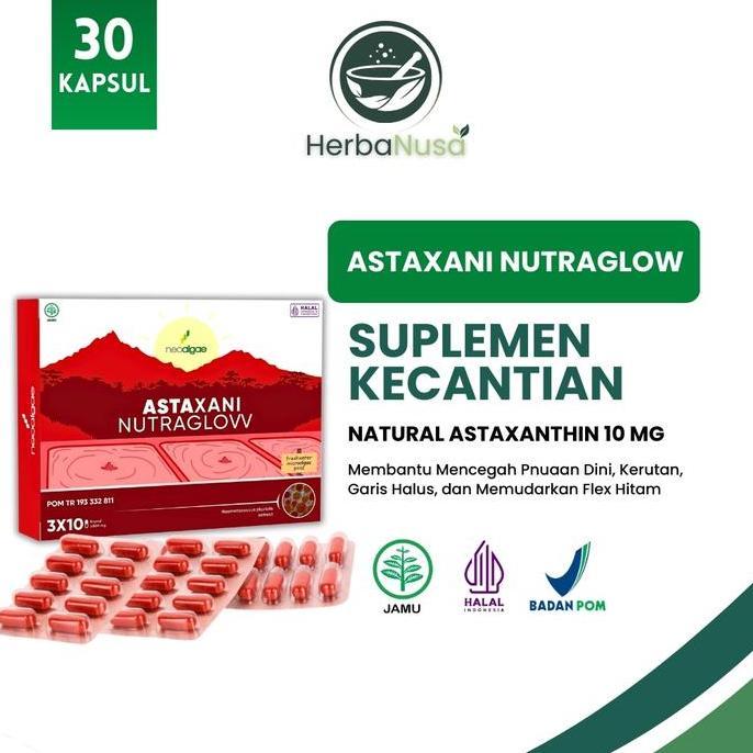 Wkwkw- Astaxani Nutraglow Extract Astaxanthin 10 Mg Mencegah Penuaan Dini Nutrisi Kulit Suplemen Kec