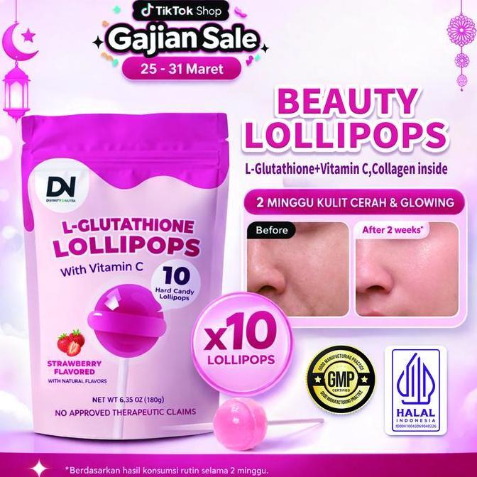 Wkwkw- C+Collagen L-Glutathione Permen Lolipop With Vitamin C -10 Batang, Untuk Kesehatan Kulit Dan 