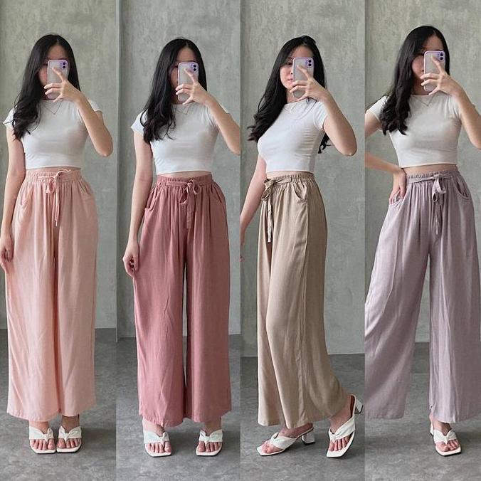 Qiu- Celana Kulot Rayon Panjang Nita Loose Cullote Pants Homewear