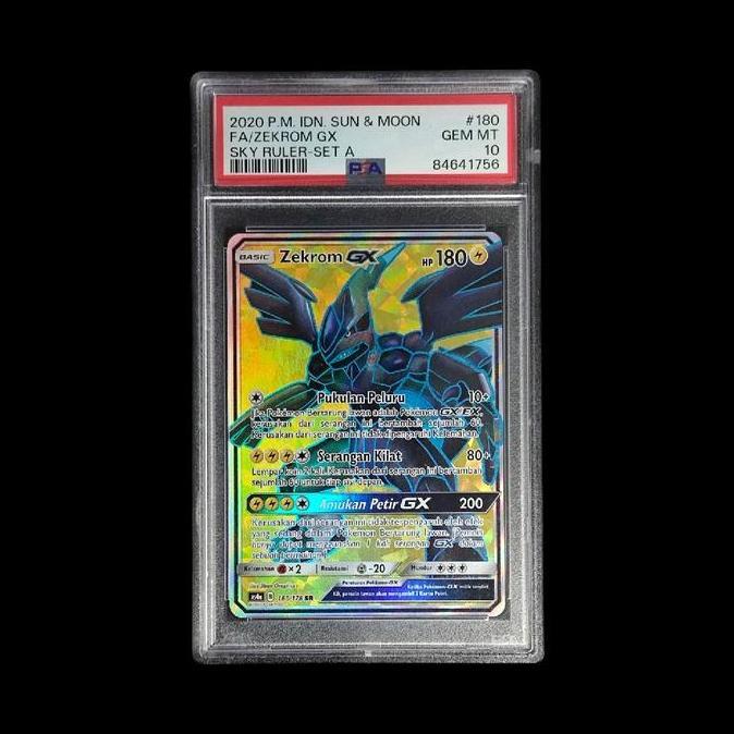 KARTU POKEMON TCG INDONESIA SUN & MOON ZEKROM GX SR 180/178 SR PSA 10 GRADED CARD RG99